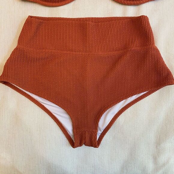 Pink Victoria’s Secret Swim Set Crinkle Push Up Top Size L DD Bottom Size L - Picture 5 of 13